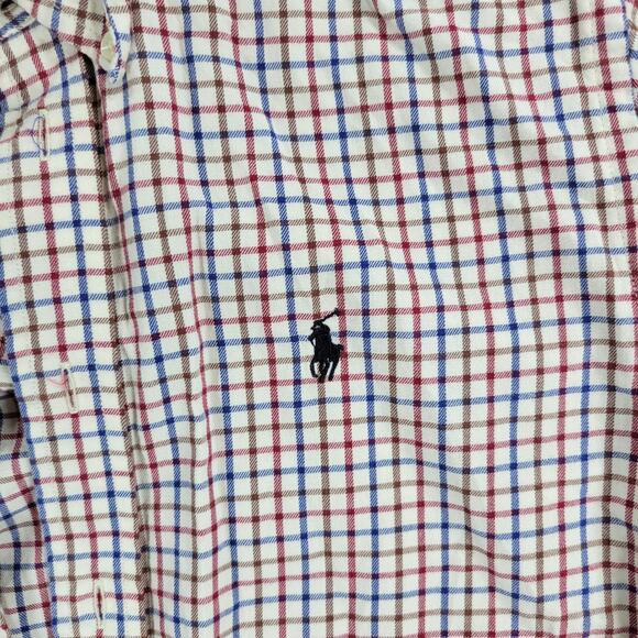 Polo Ralph Lauren Combed Cotton Button Down Shirt Boys M 10-12 Red Blue Check - Picture 5 of 11